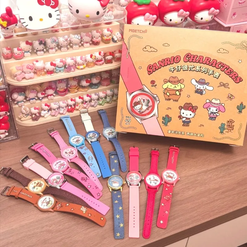 Anime Figure Sanrio Hello Kitty Blind Box Toys Cowboy Busy Series Watch Electronic Watch Collection Decoration Birthday Gifts view 2