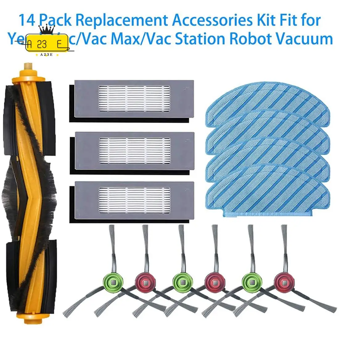

A23E-Replacement Accessories Kit Fit For Yeedi Vac/Vac Max/Vac Station Robot Vacuum, Main Brush Replacement Parts