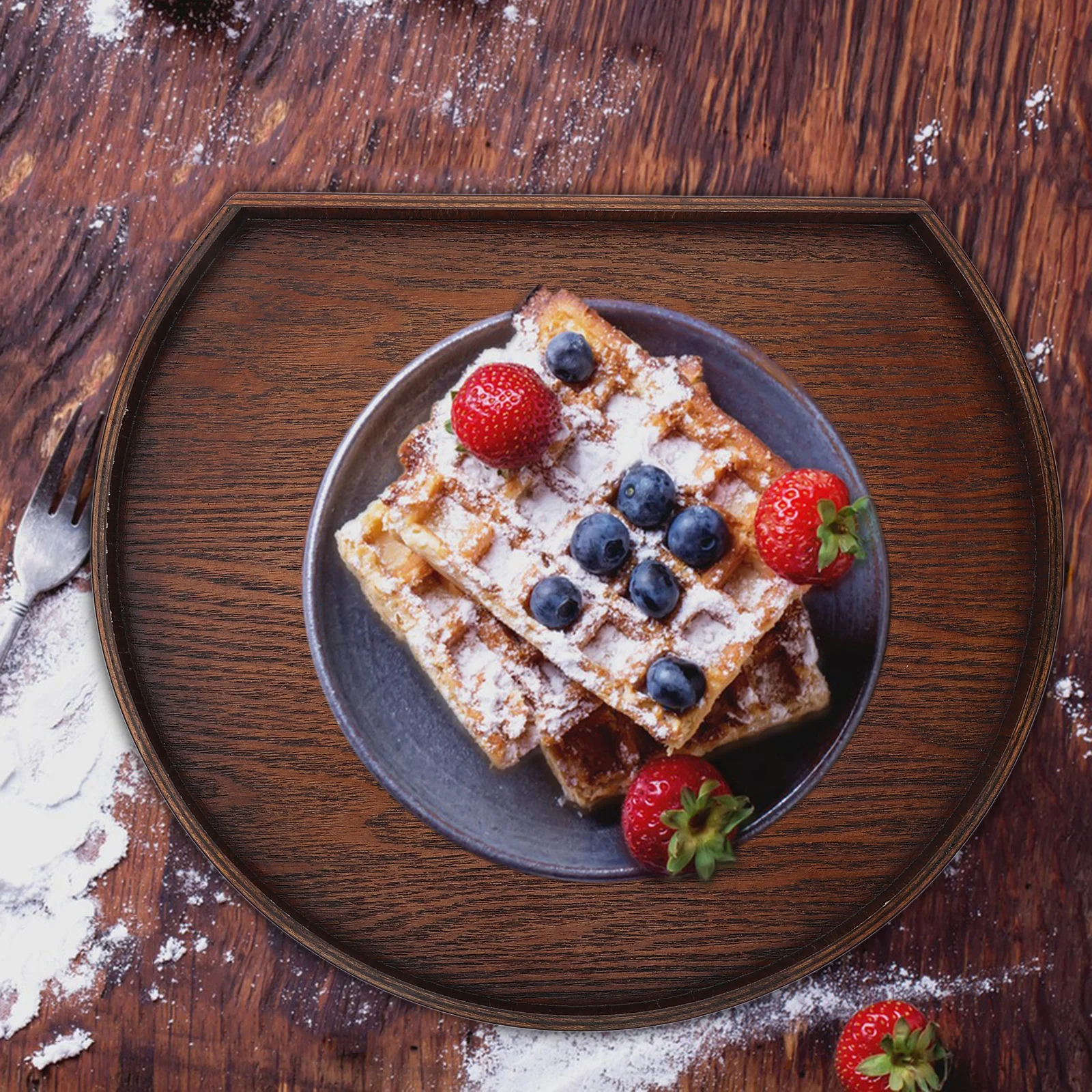 

Wooden Tray Smooth Natural Finish Serving Tray For Home Coffee Shop Bread Cake Dessert Fruit Display Wooden Serving