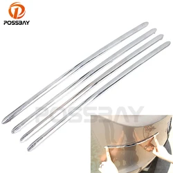 POSSBAY 4Pcs Universal Car Decals Front Rear Bumper Corner Sticker Strip Crash Bar Trim Stickers Chrome Body Protector Guards
