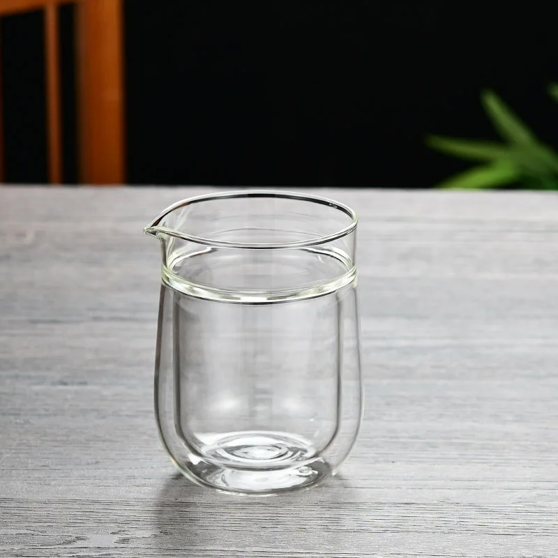 Japanese style Heat resistant Double Wall Glass Fair Cup Tea Dispenser Chahai Kung Fu Tea Set Accessories Coffee Pot Pitcher
