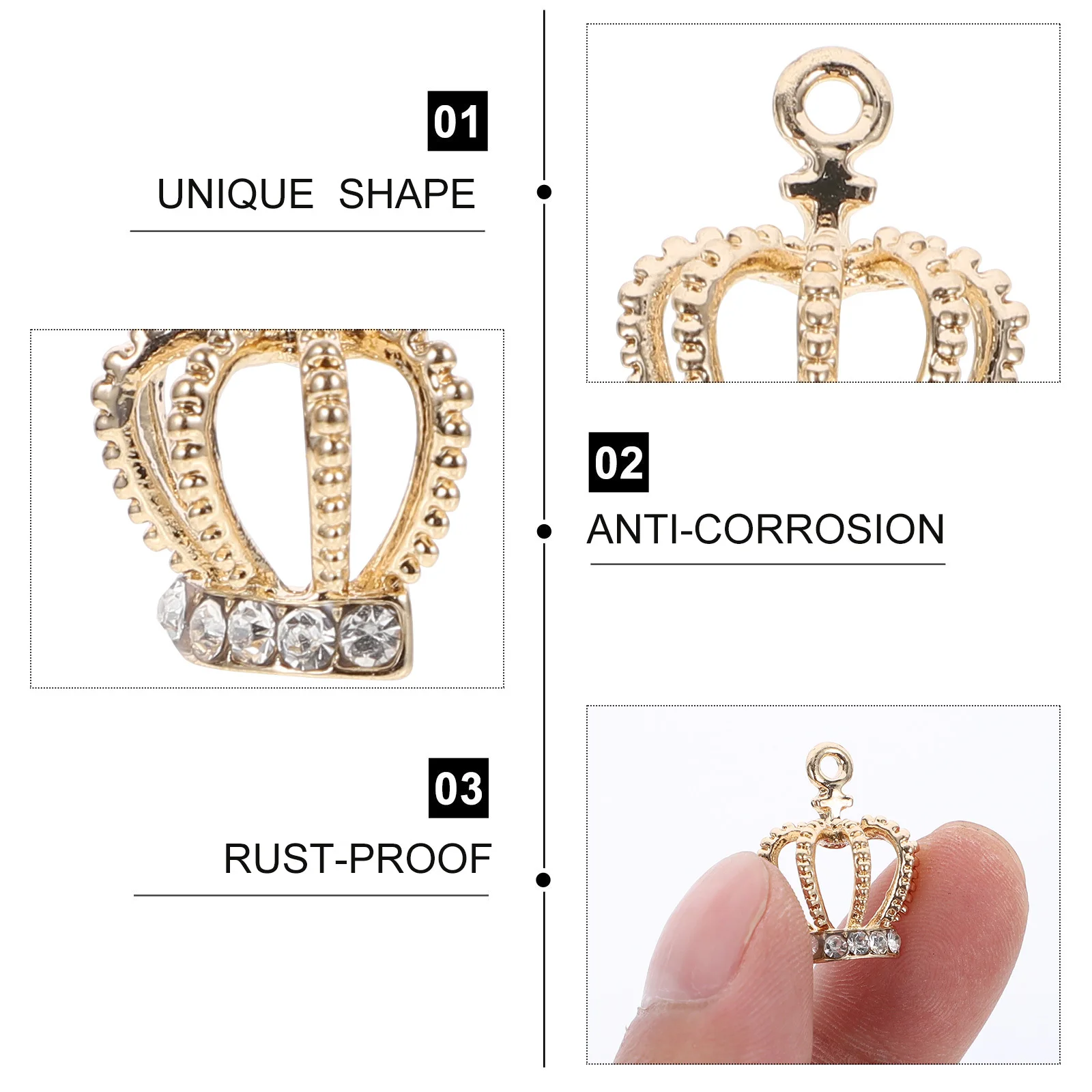 

10Pcs Crown Charms Accessory Jewelry Making Supplies Safe Durable Long Life Creative Design Unique Holiday Accessories