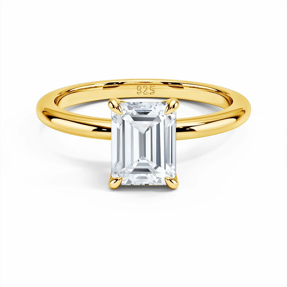 Mit Zertifikat 925 Silber Moissanit-Ring Smaragdschliff 3ct 7*9mm Stein Besteht Diamantentest Schmuck für Frauen Hochzeitsgeschenk Damen – Detail 2
