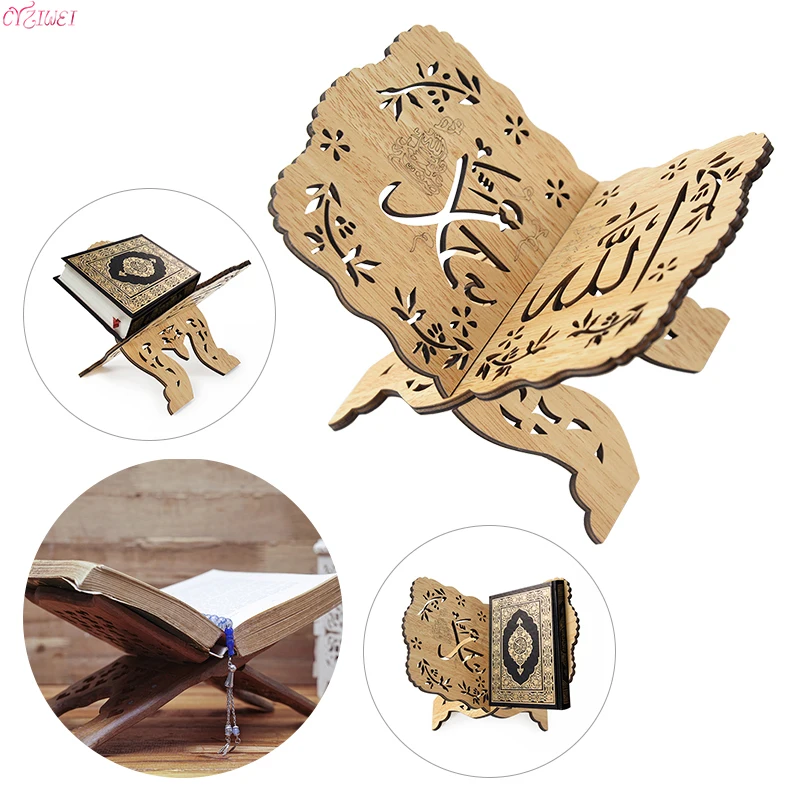 2024 Wooden Eid Al-Fitr Islamic Book Shelf Bible Frame Kuran Quran Koran Holy Book Stand Holder Rehal Islamic Home Decoration