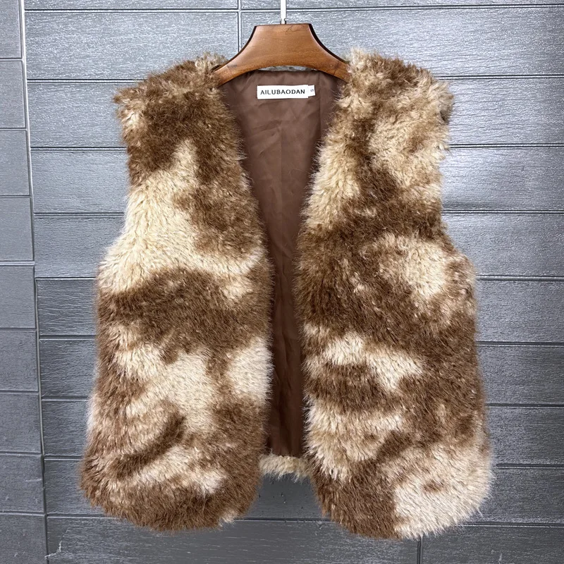 

ZXRYXGS 2025, новинка, разноцветная осенне-зимняя женская одежда, жилет из искусственного лисьего меха, женские куртки, модный темпераментный жилет