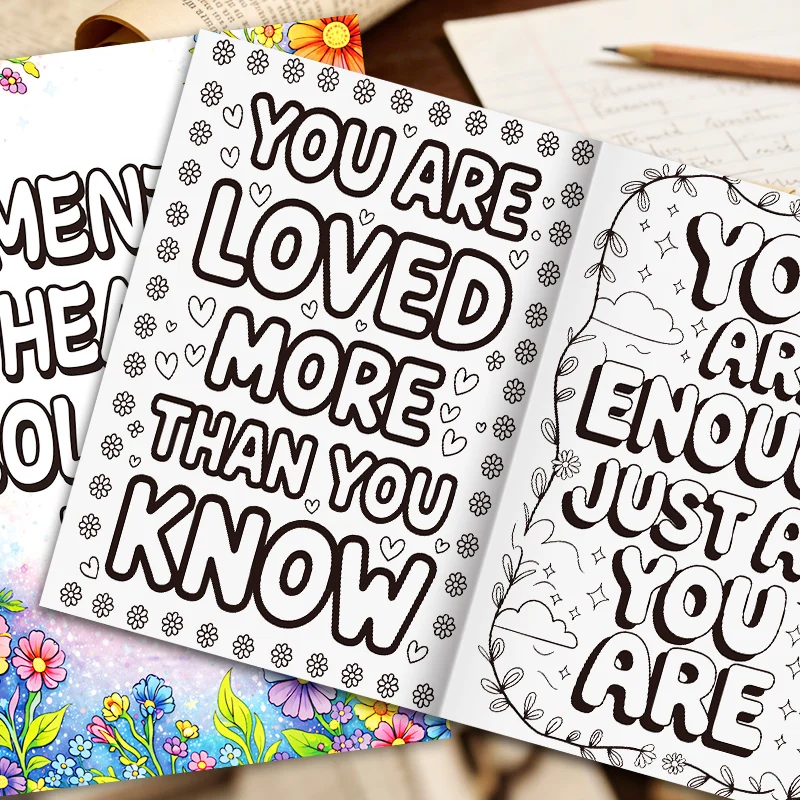 Mental Health Coloring Book for Adults, Beautiful Floral Stress Relief Coloring Pages, Inspirational Relaxing Art Therapy Book