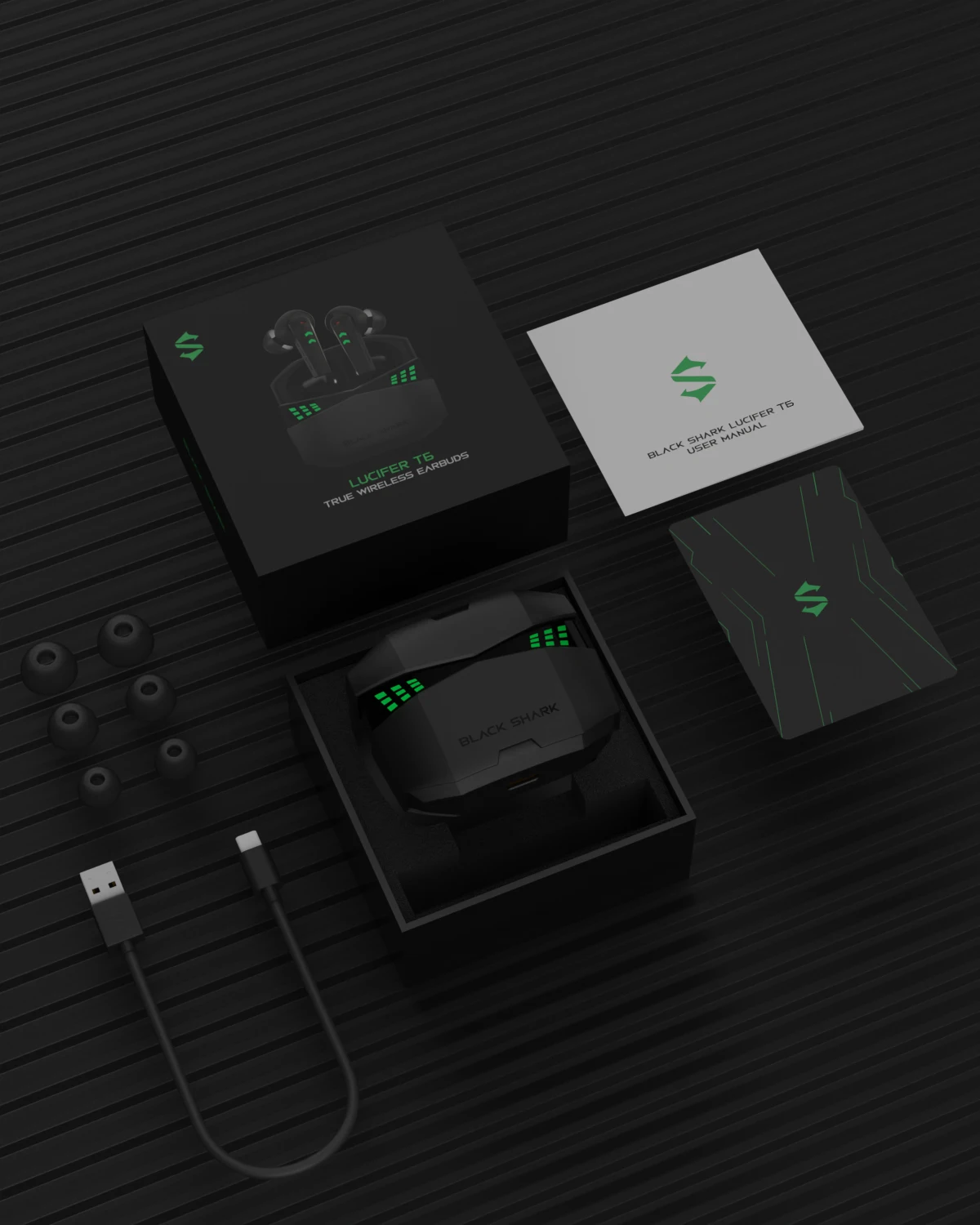 Black Shark  Lucifer T6 Wireless Gaming Earbuds with Bluetooth 5.2, IPX5 Waterproof, 26h Listening Time