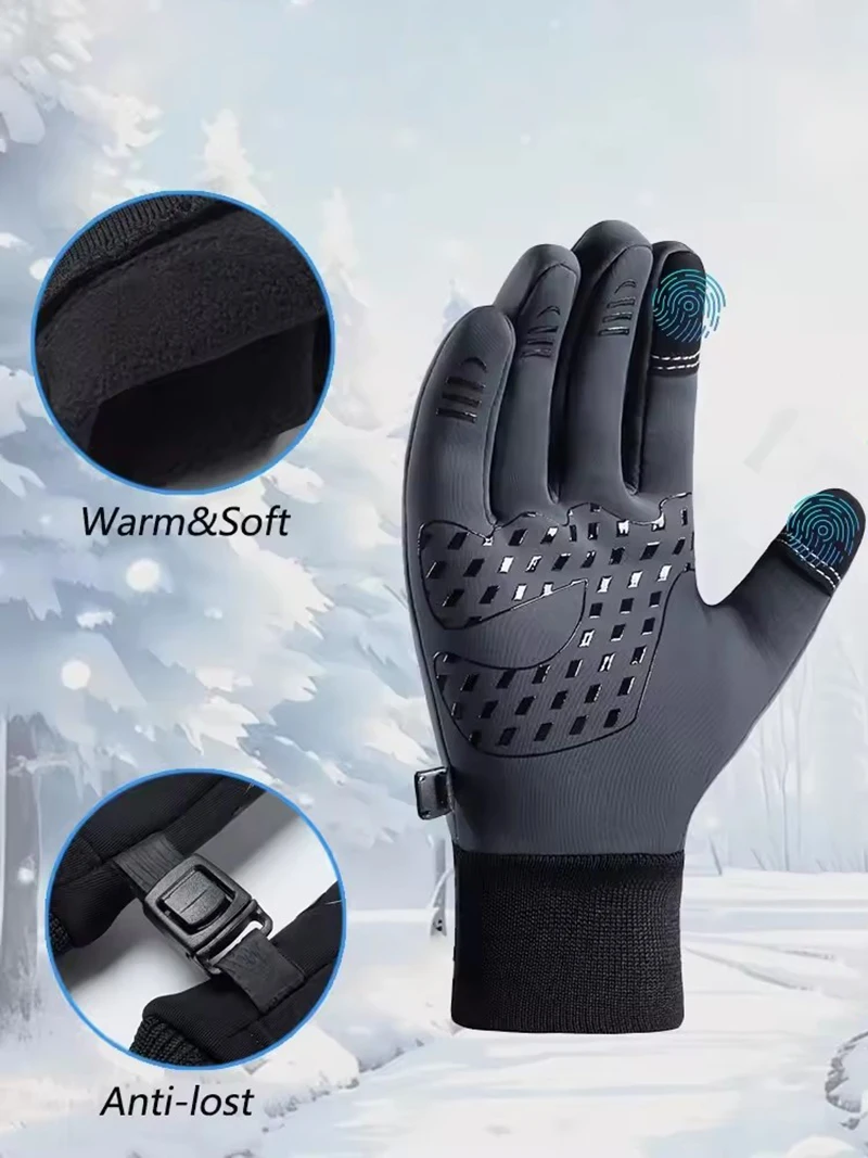 AliExpress Winter Touch Screen Waterproof Gloves Unisex Outdoor Running Cycling Thick Warm Gloves Anti Slip Electric Bike Work Equipment