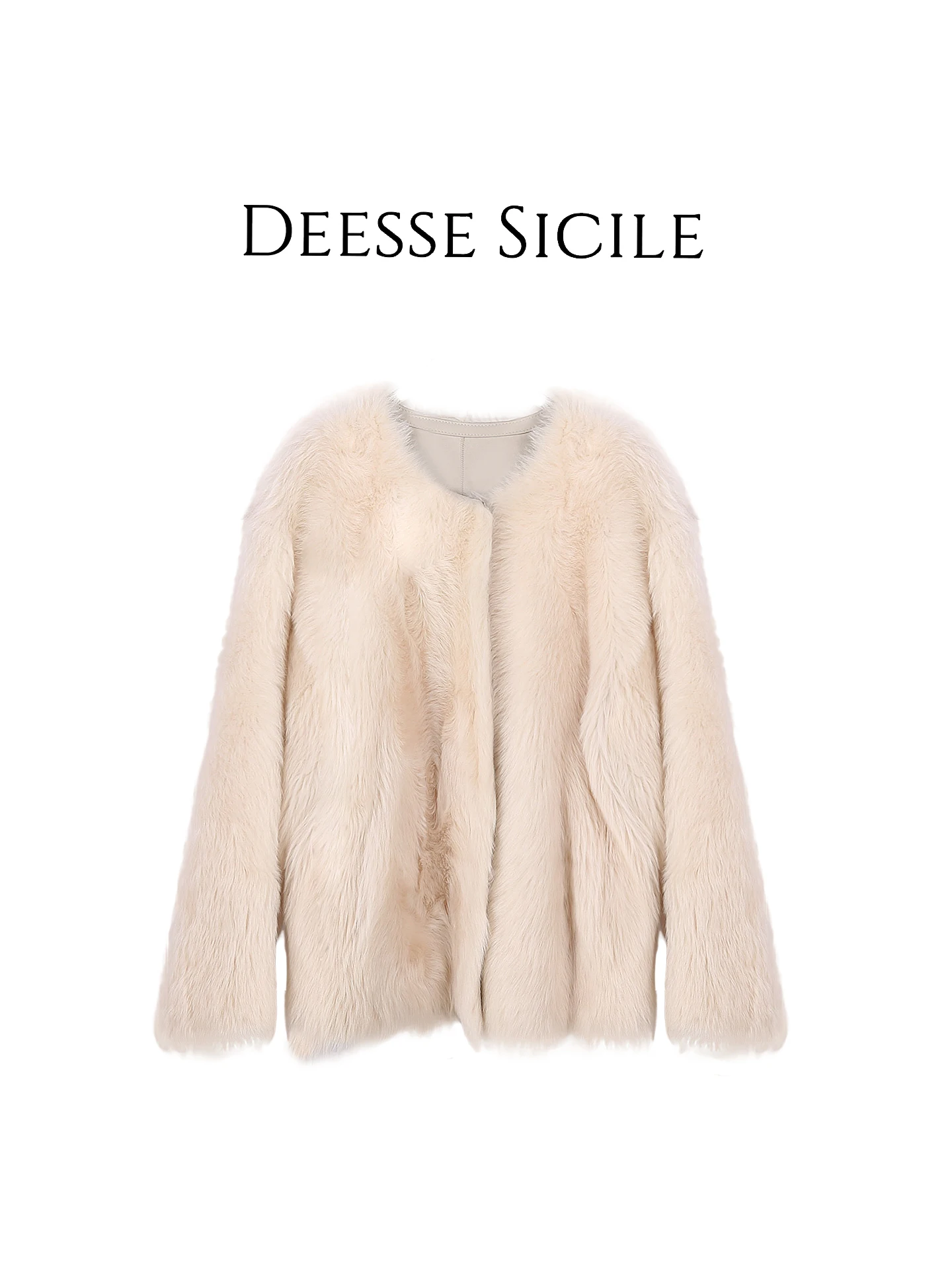 

Роскошное меховое пальто Deesicile для женщин: теплая верхняя одежда из австралийской шерсти с горизонтальным рядом ворсовых волокон, модный бренд