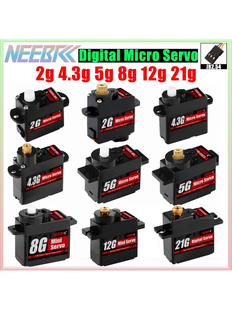 NEEBRC 2g 4,3g 5g 8g 12g 21g Digital Micro Servo für RC Flugzeug Drone Mini Auto Hubschrauber Starrflügel Wltoys K969 K989 XKS X450