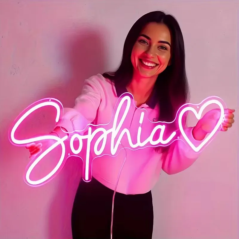 

Personalized LED Neon Sign Custom Name/Text USB-Powered Neon Light with Dimmer Switch Control for Home Bar Cafe Wedding