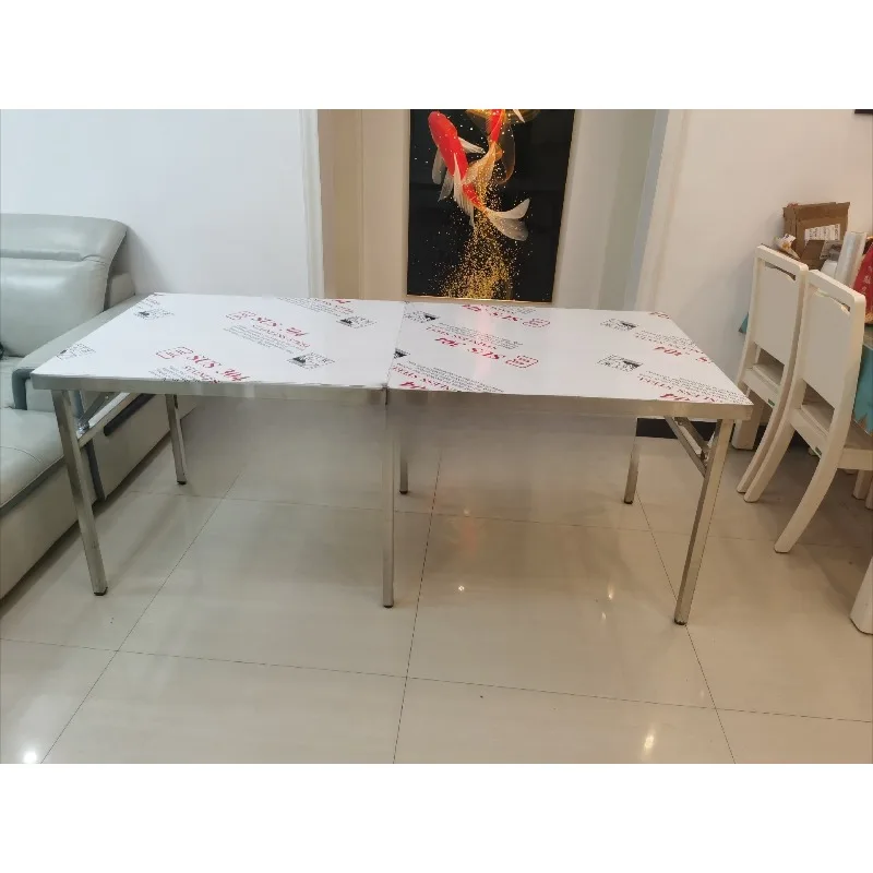 Thickened desktop foldable all stainless steel folding table Car portable easy to store stall