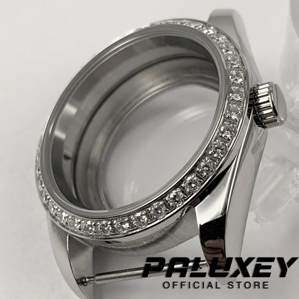 36MM Silver/Gold/Rose Gold Sapphire Crystal Case Diamond Watch Case Fit NH34 NH35 NH36 NH38 NH39 NH70 NH72 Movement