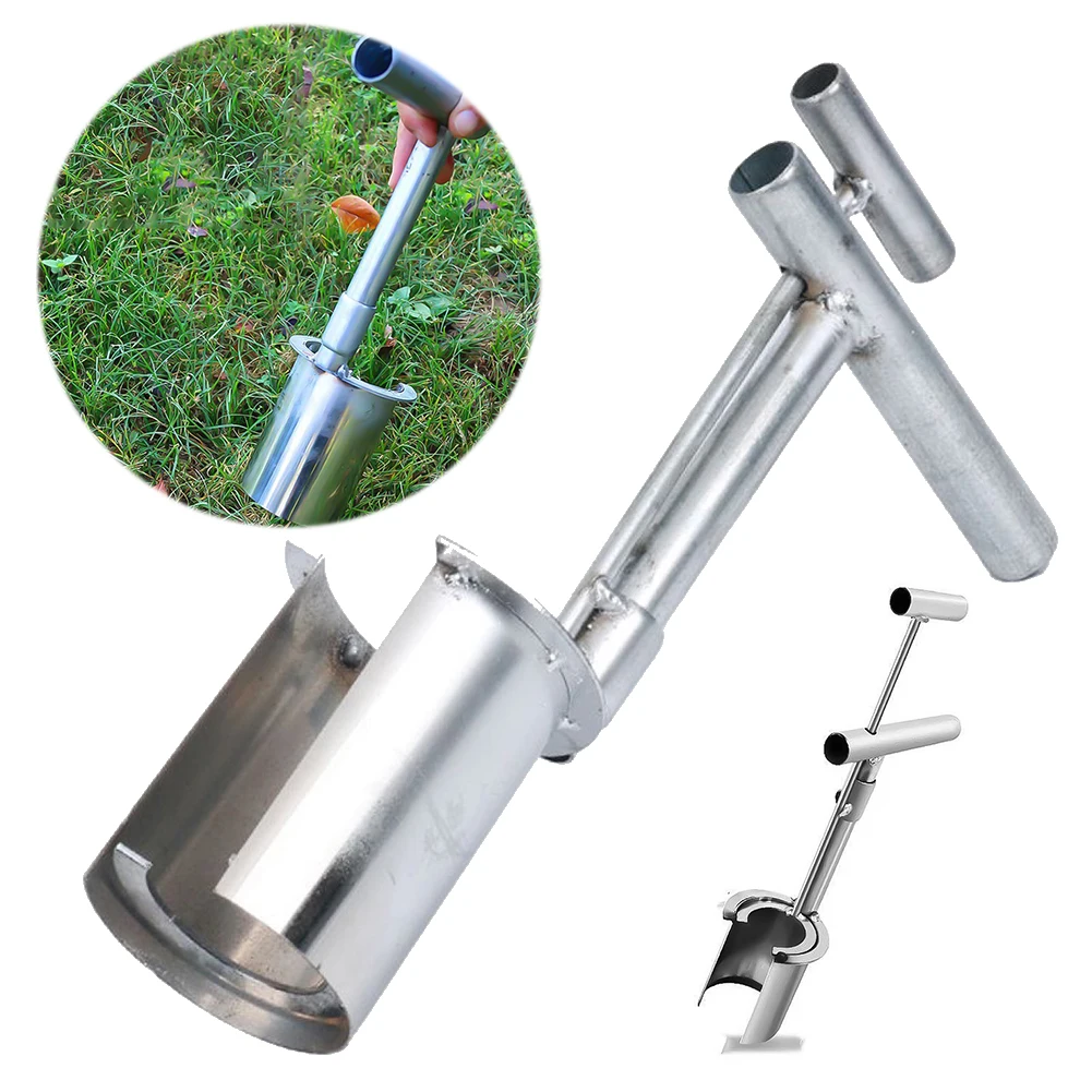 

Plant And Fruit Tree Seedling Transplanter Stainless Steel Handheld Garden Barrel Transplanter Digging Seedlings Artifact