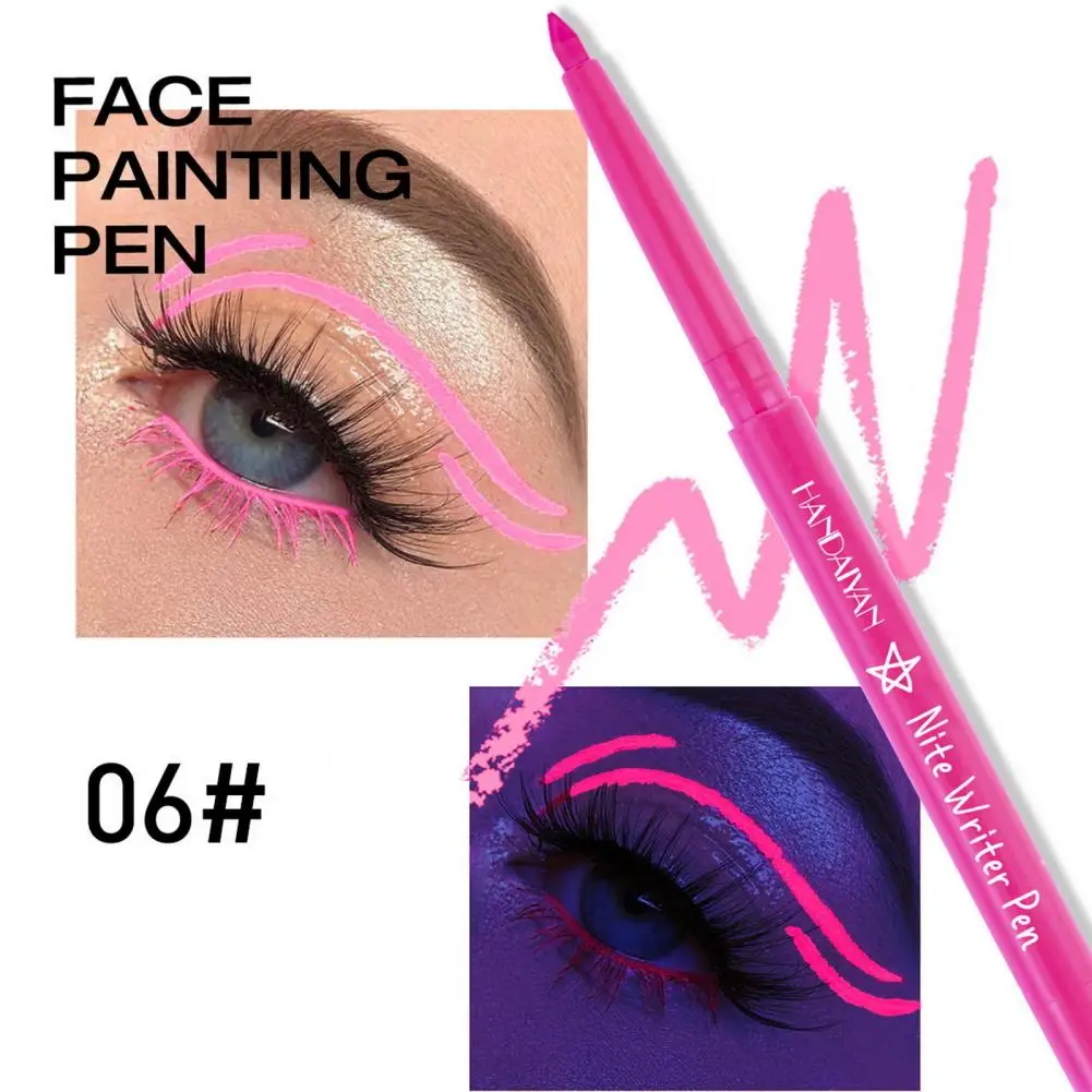 Penna per occhi a prova di sbavature penna per pittura per il viso Uv Blacklight Glow penna per Eyeliner scuro per bambini adulti pittura per il viso impermeabile per la festa