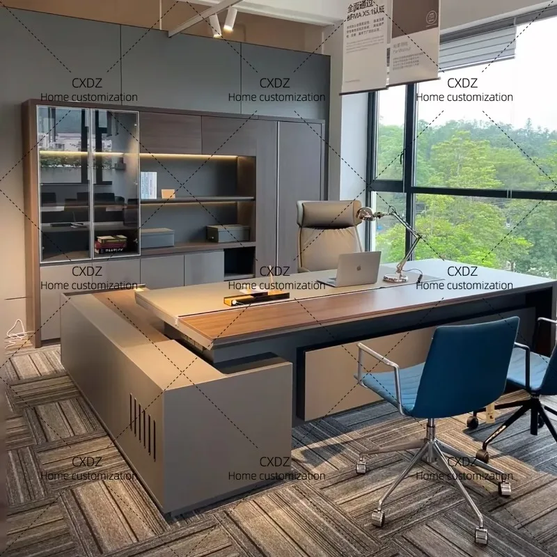 XX Brown Executive Desk Storage Leg Support Modern Drawers Office Desks Cheap Wood Luxury  Office Furnitur