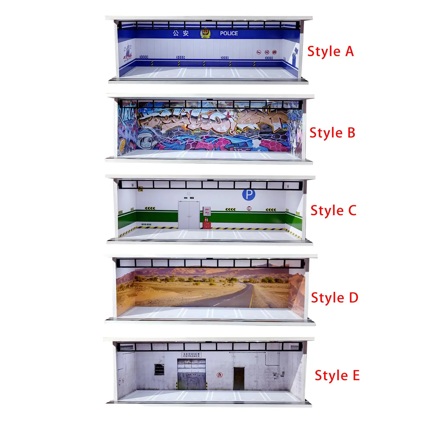 1/64 Model Car Display Case Parking Lot Scene Photo Prop Collectible Gift