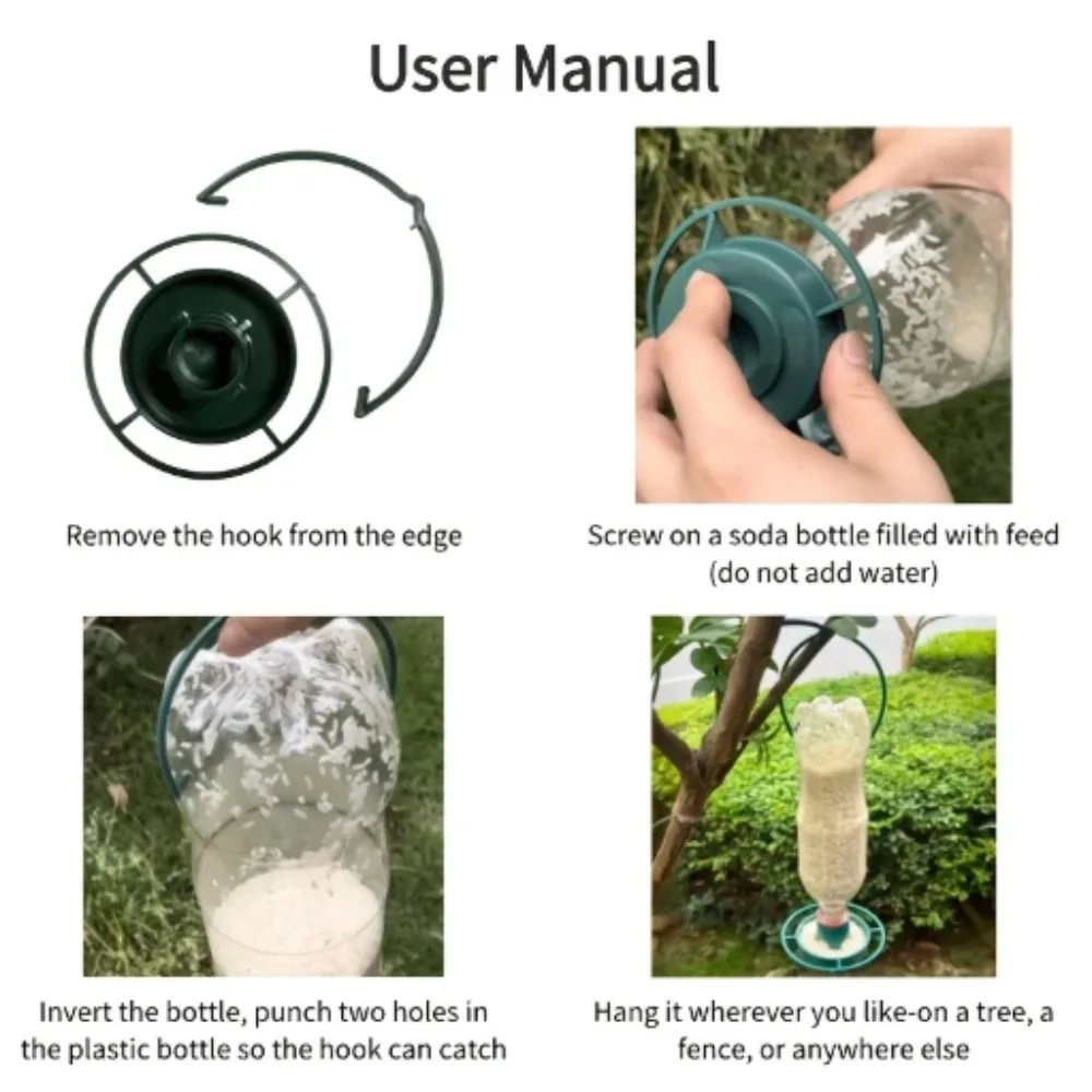 1/2/5pcs Plastic Hanging Bird Feeder for Garden Yard Balcony DIY Coke Bottle Feeder for Wild Birds Hummingbirds Bird Feeder Base