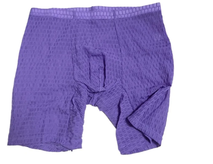 Men's Waffle Texture Boxy Underwear Extended Boxer Briefs Mid Rise Sheer Mesh Flirtatious Casual Athletic Sports Trunks Knickers
