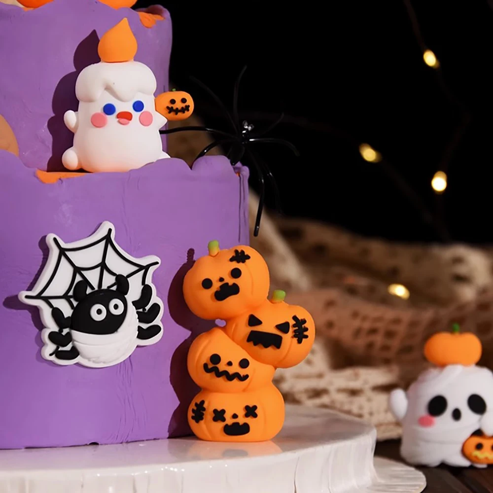 Halloween Cake Topper Pumpkin Boy Girl Ghost Castle Haunted Houses Cupcake Topper for Happy Halloween Party Supplies Funny Dolls view 5