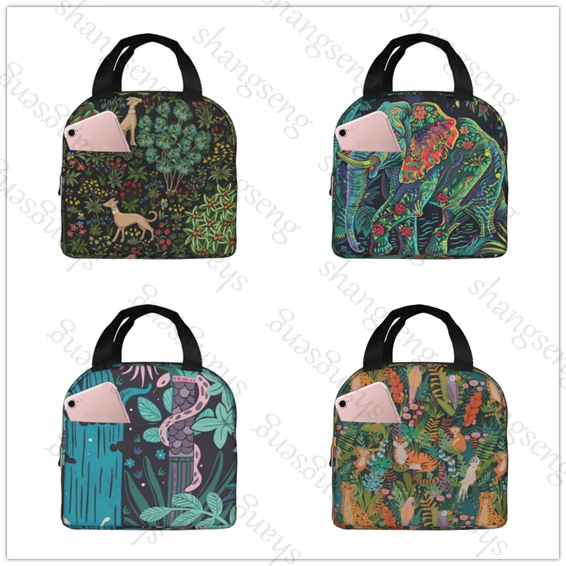 Lunch Bag Insulation Bento Pack Aluminum Foil Rice Bag Meal Pack Ice Pack Student Bento Lunch Handbag City Jungle animal