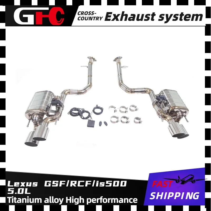 

for 2014-2024 Lexus GSF/RCF/is500 5.0L rear-mounted exhaust system, titanium alloy with dual electronic valve muffler