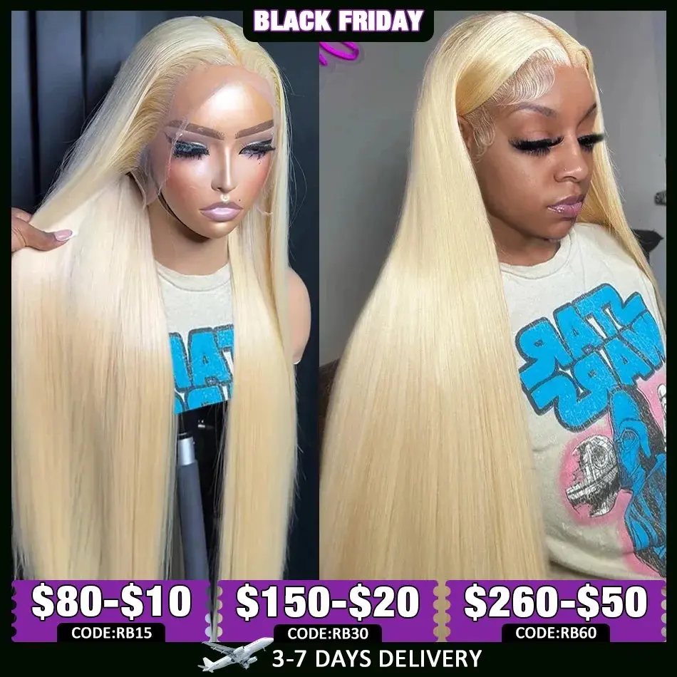 Blonde 613 18 Inch HD Lace Forehead Wig 13x6 Blonde Human Hair Wig Straight 13x4 Glueless Garment Pre-Pull Brazilian 150 Density