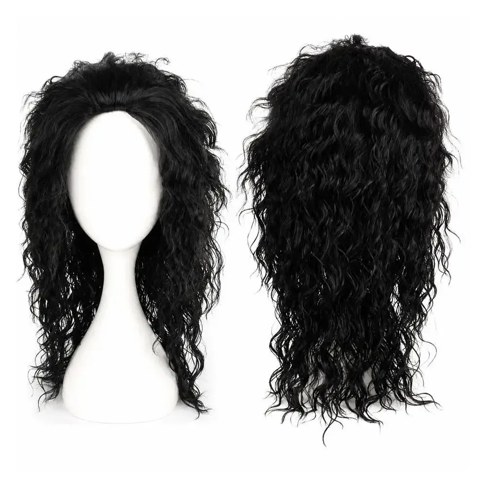 Anime Michael Jackson Cosplay Michael Cosplay Black Wig Michael Role Play Medium Long Curly Black Hair Wig Halloween Cos Wigs
