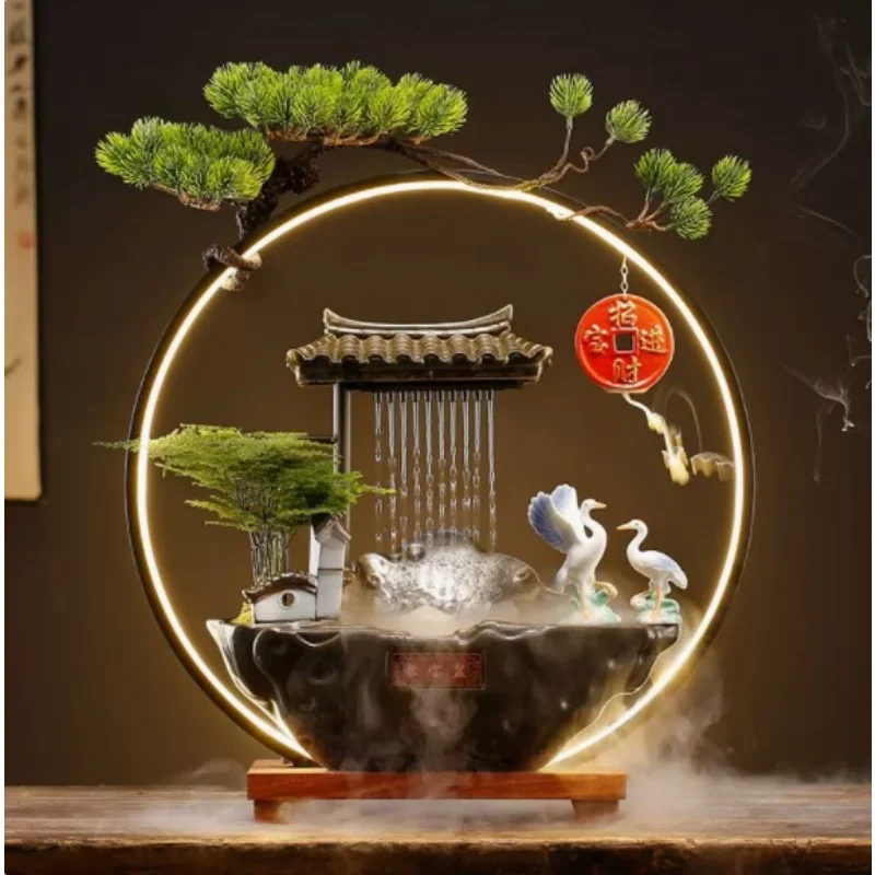 Lucky Circle Flowing Water Ornaments Fortune Creative Home Living Room Decoration Office Tea Desktop