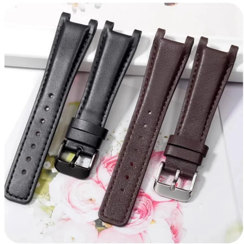 Para gucci ya1332 1333 1335 pulseira de relógio de couro especial preto marrom pulseira fivela de aço inoxidável 20-12mm