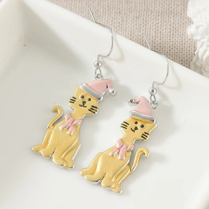 Niedliche Katzen-Ohrringe aus Metall für Damen, modischer Alltags- und Party-Schmuck, Geschenk, hängende Ohrringe, lässige Tier-Ohr-Accessoires
