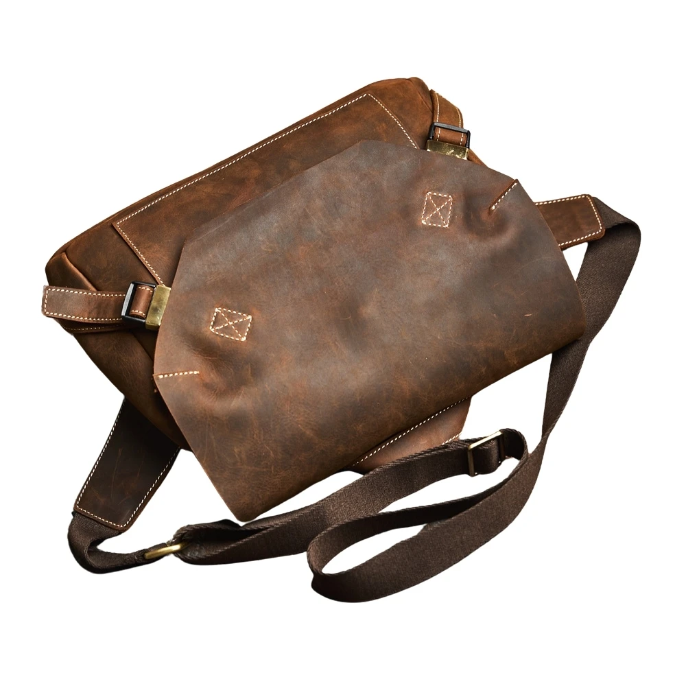 PHILI BULL-Bolso Vintage de cuero genuino para hombre, bandolera de hombro, informal, estilo Retro