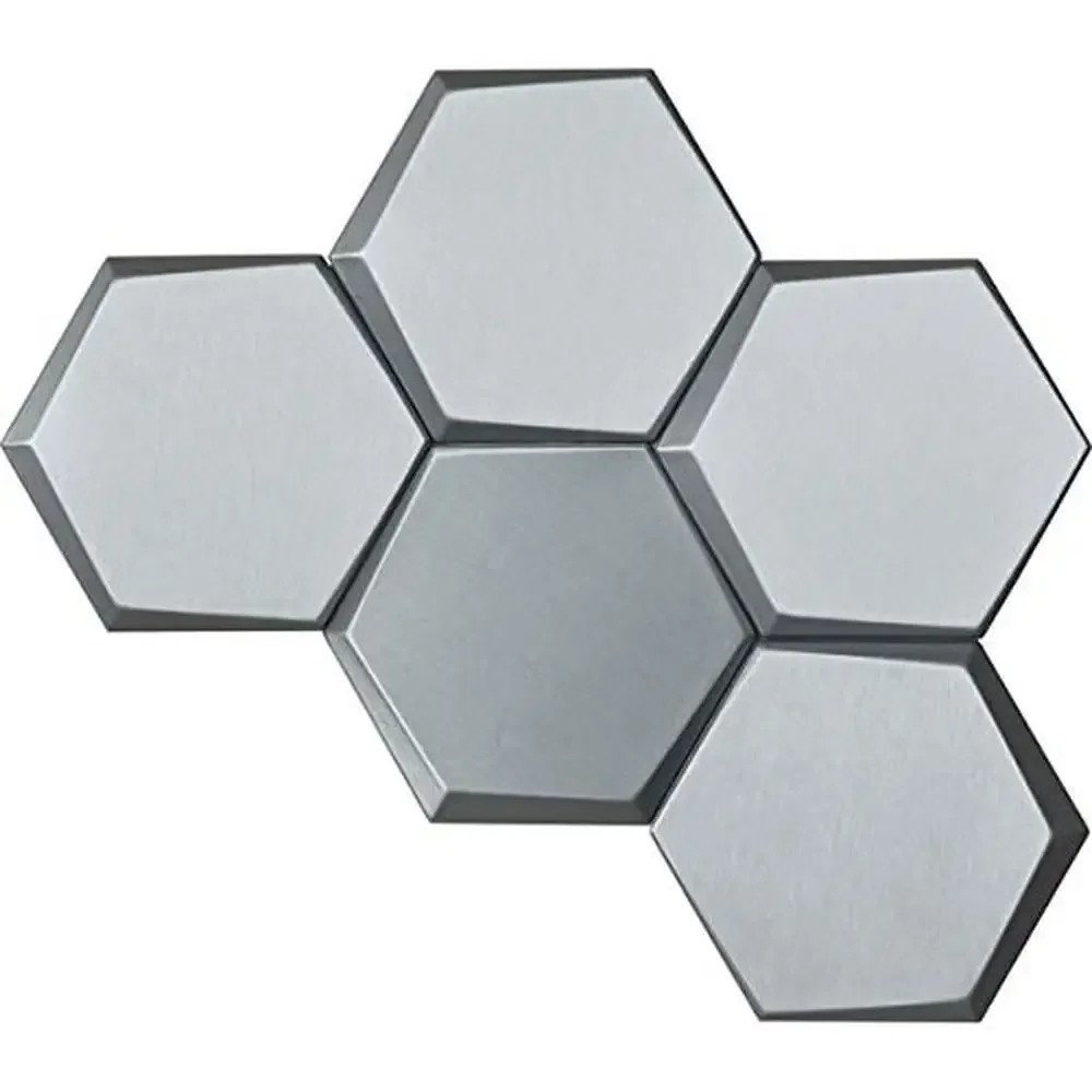 PU Leather 3D Painéis de Parede, Telha Espuma Hexagonal, Prata Hexágono, DIY Instalar, Kit À Prova de Água Fogo, 20 Pcs