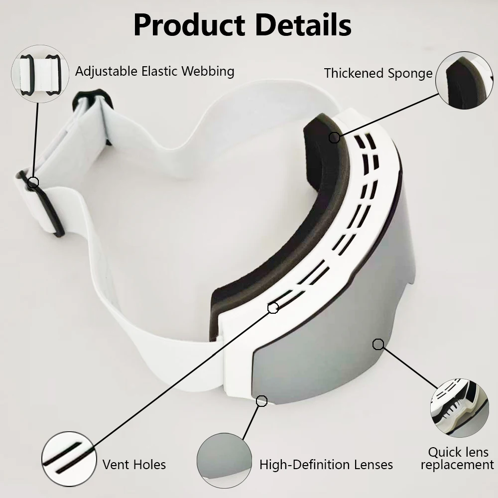 نظارات تزلج للجنسين للرياضات الشتوية، عدسات عالية الوضوح مقاومة للرياح والغبار، معدات عصرية للتزلج على الجبال على الجليد طوال اليوم