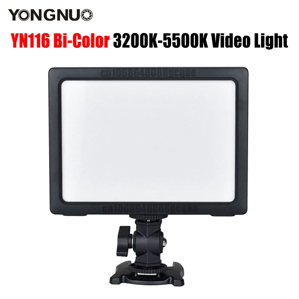 

Yongnuo YN116 LED Video Light Bi-color 3200-5500K CRI95+ 12W 116 SMD LEDs On DSLR Camera Combination Splicing Lighting Panel