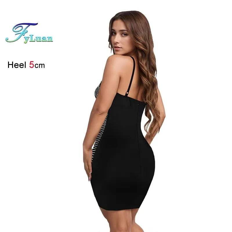 2025 Modern Style Women's Summer Dress Deep V Neck Suspender Mini Dress Sexy Tight Fitting Cocktail Prom Party Evening Club Wear