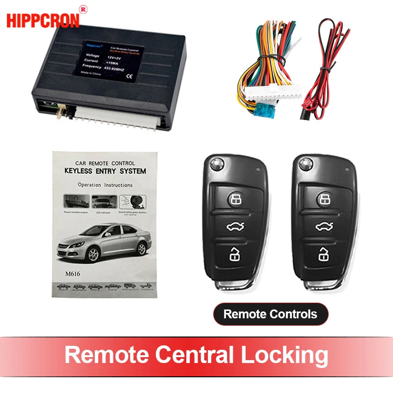 12V Car Remote Central Kit Door Lock Locking Vehicle Keyless Entry System with 2 Remote Control Car Central Lock Universal