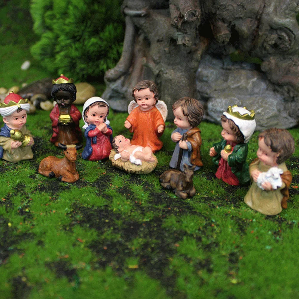 

1Set Jesus Nativity Resin Sculpture Creative Desktop Small Christmas Nativity Scene Ornament Holiday Decoration