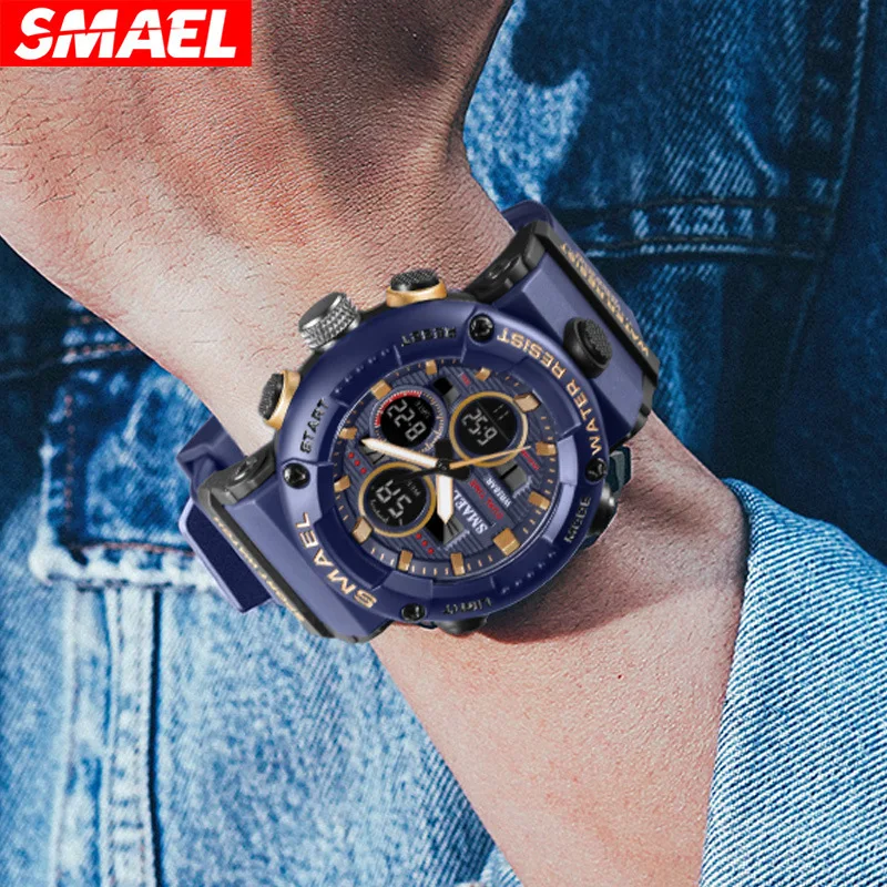 Smael Men's Watch Student Electronic Trend Multi-Functional Waterproof Sport Watch