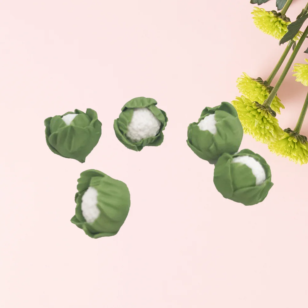 

5Pcs Simulation Miniatures Cauliflower Realistic Fake Clay Vegetables for Dollhouse Kitchen Garden Decor Kids DIY Craft