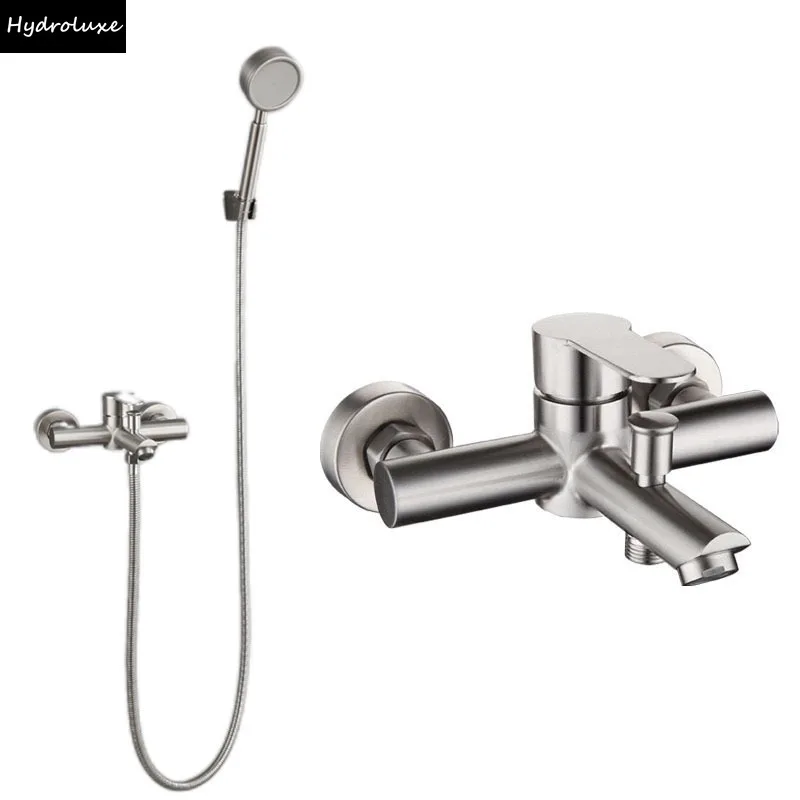 

Bathroom Shower Faucet 304 Stainless Steel Mixer Tap Hot and Cold Bathtub Mixing Switch Triple Hot and Cold Valve Shower Sets