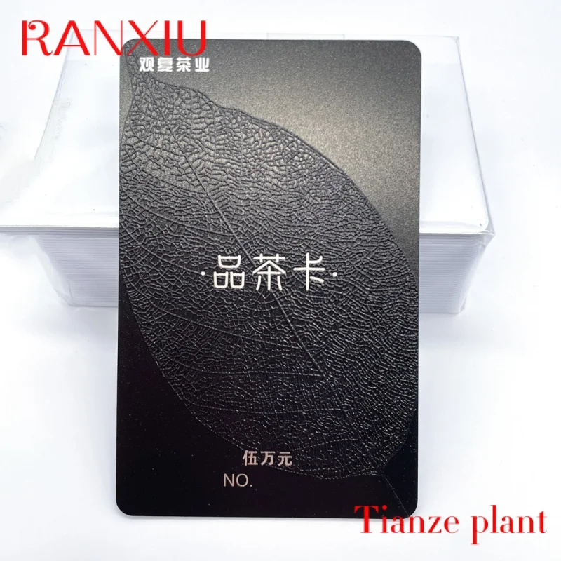 Custom Customized high-grade plastic business card PVC black embossed VIP membership card