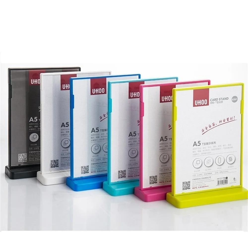 Uhoo Double Size Sign Holder Label Tag Fram T Table Desktop Signage Stand Poster Banner Frame Advertising Display Rack Pop
