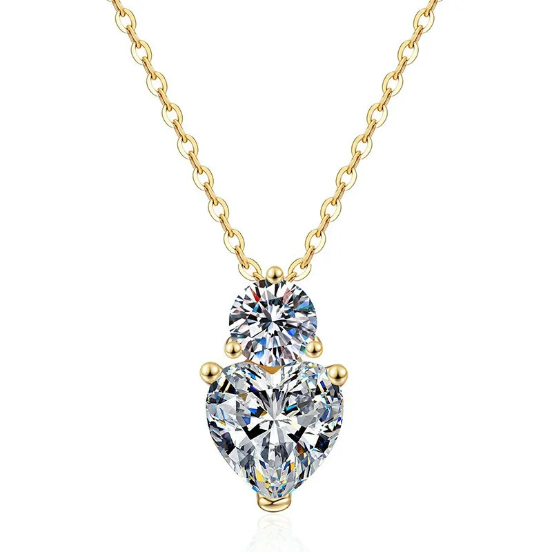 

ZFSILVER модный тренд, классическое серебро 925, муассанит, драгоценный камень, синее, красное, золото, ожерелье в форме сердца, очаровательные женские аксессуары, ювелирные изделия, подарок XL490