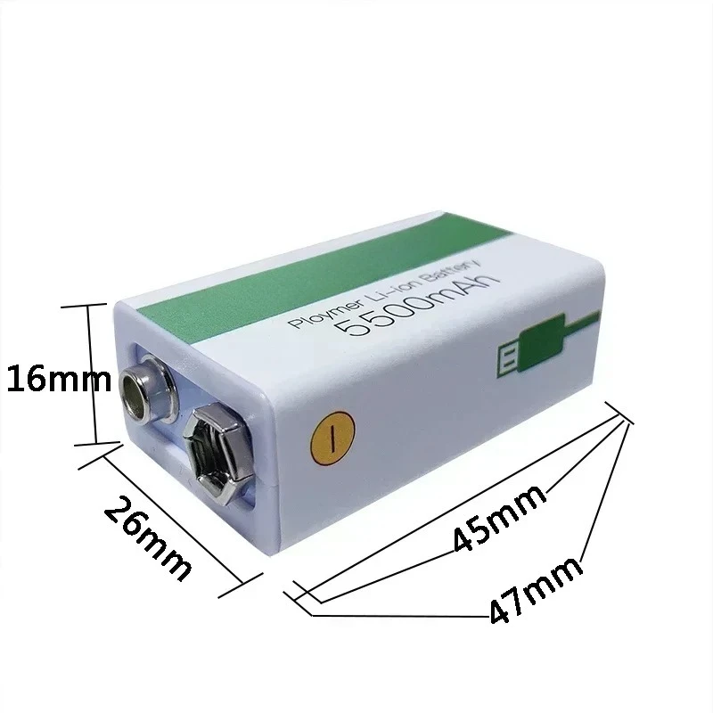 9V 5500mAh Li-ion Rechargeable Battery Type-C Battery for Multimeter Microphone Toy Remote Control Fast Charging