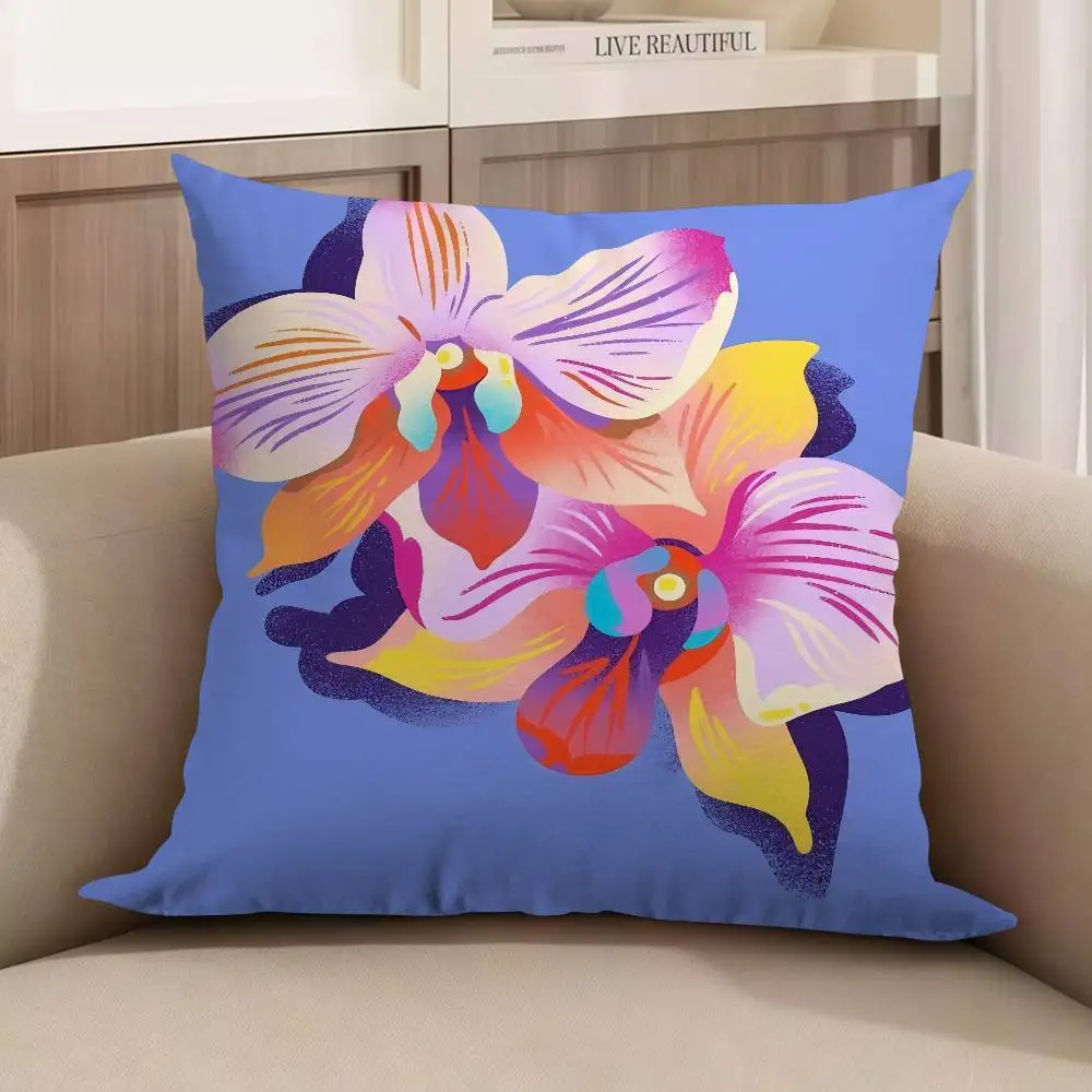 

Vibrant Orchid Blooms Pillow Cover Design Cushion Cover Decor Holiday Decorati