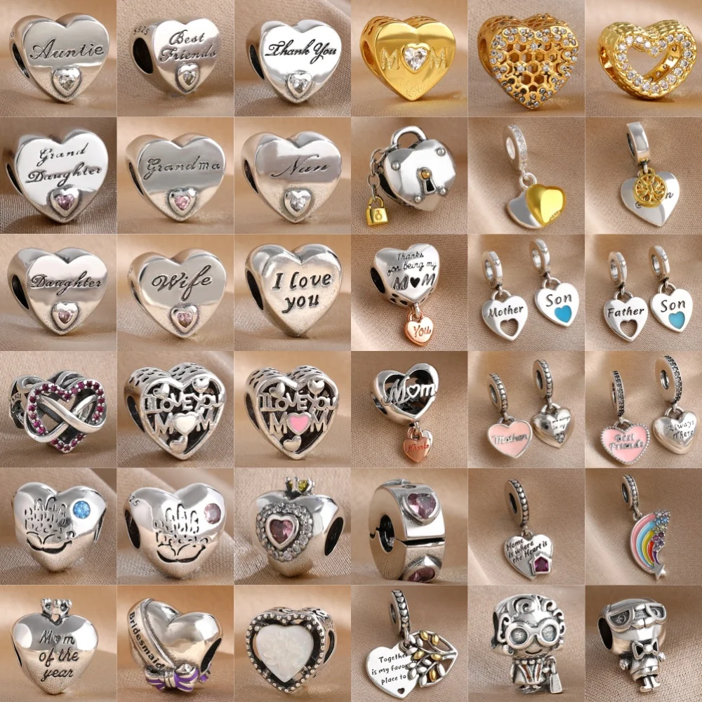 

Европейский хит продаж, серебро 925 пробы, радужная подвеска из бисера в форме сердца, оригинальный браслет, аксессуары «сделай сам», изысканные очаровательные ювелирные изделия ﻿