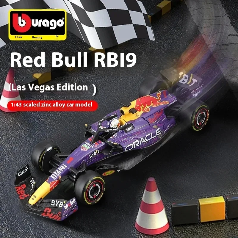 Bburago 1:43 F1 RB19 Las Vegas Special Editions Gp Helmet Red Bull RB19 Dust Cover #1 Max Verstappen Formula 1 Racings Car Model