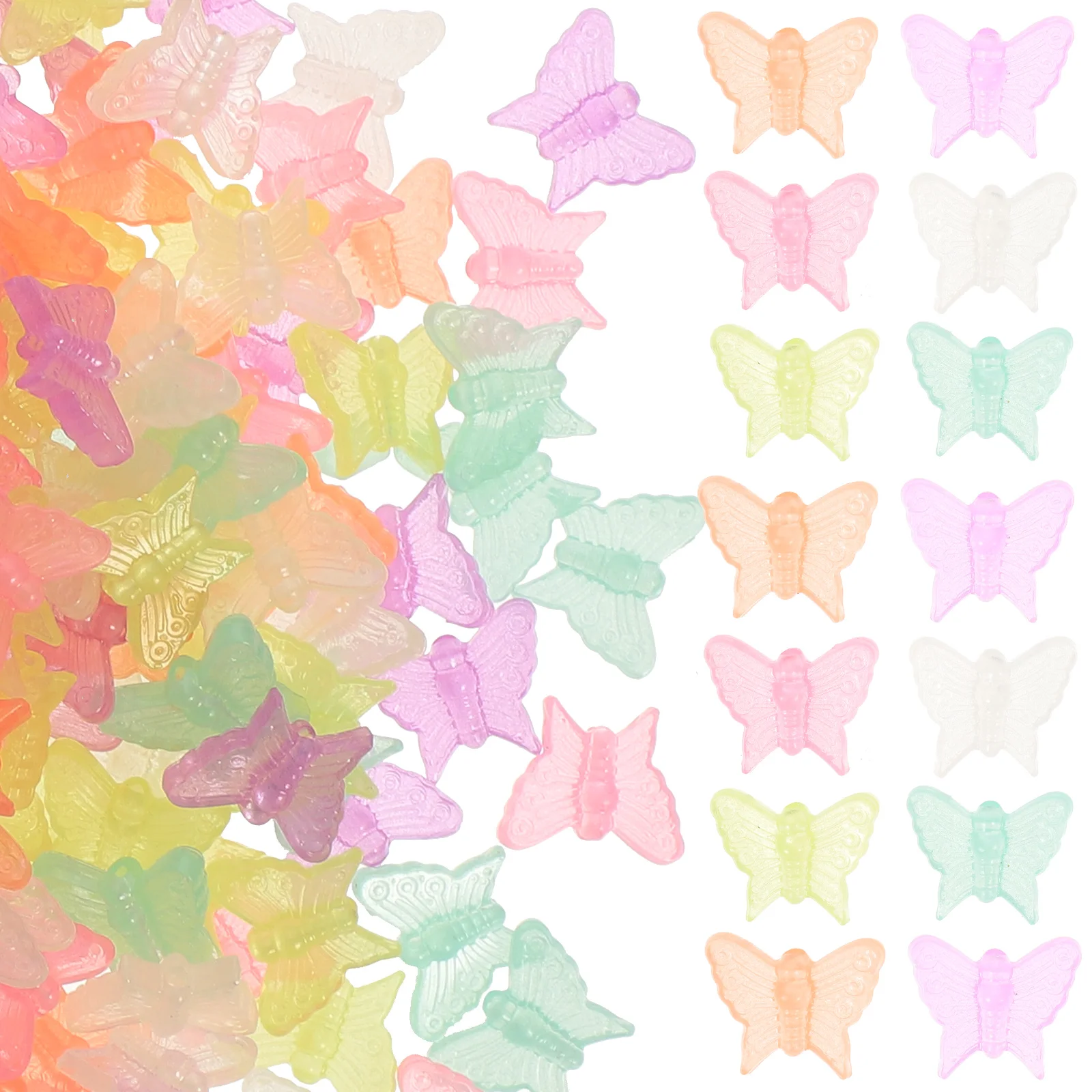 

Luminous Butterfly Beads Acrylic Spacer Loose Colorful Headdress DIY Crafts Bracelet Necklace Jewelry Making Supplies