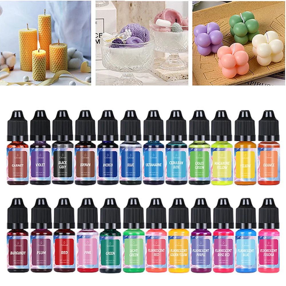 10ml Epoxy Resin Pigments 24 Colors Candle Dye Colorant DIY Soy Wax Beeswax Aromath Soap Colorant Handmade Craft Making Supplies